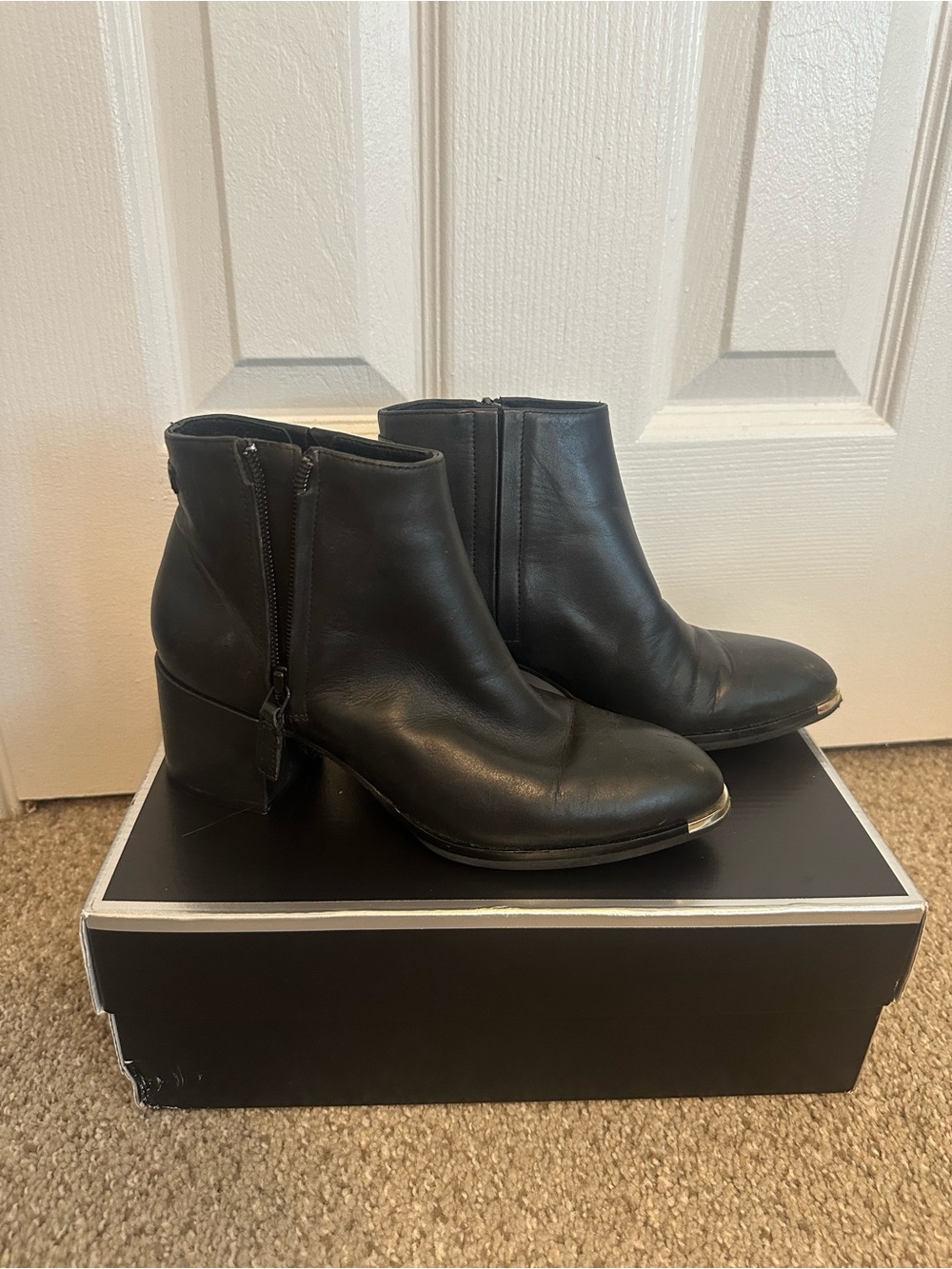 Cole Haan Women's Black Leather Ankle Booties with Side Zip